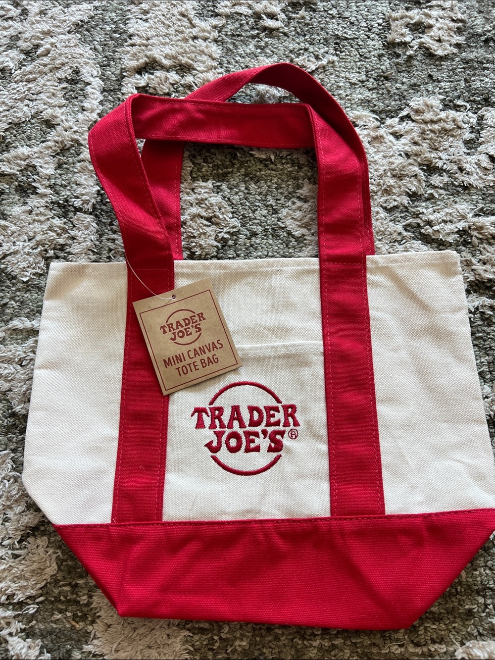 Trader Joe’s Red & Cream Mini Canvas Tote Bag